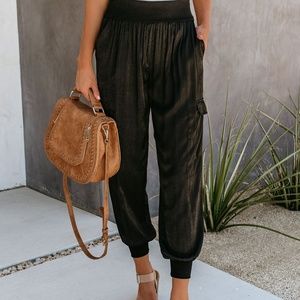 On the Radar Satin Pocketed Joggers NWT Vici M